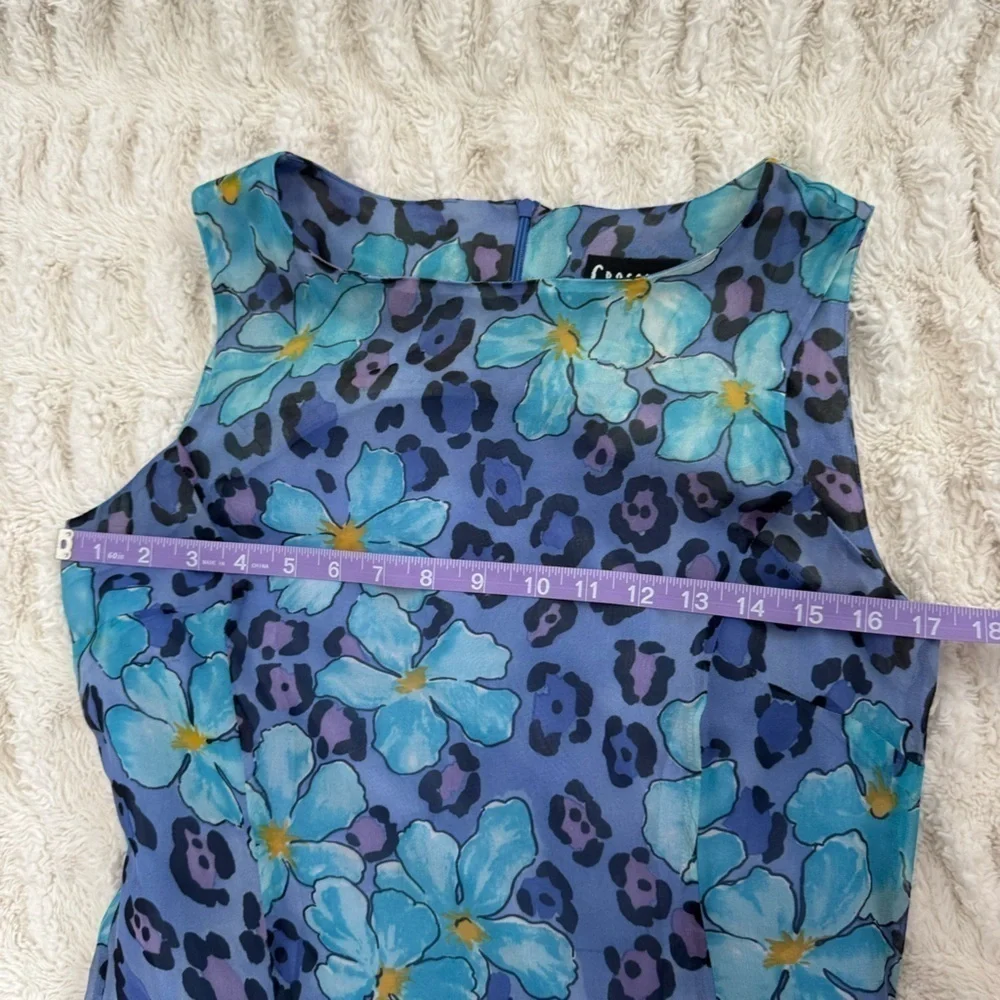 Vintage Animal Print Floral Silk Dress 💙🐆 Sz 6